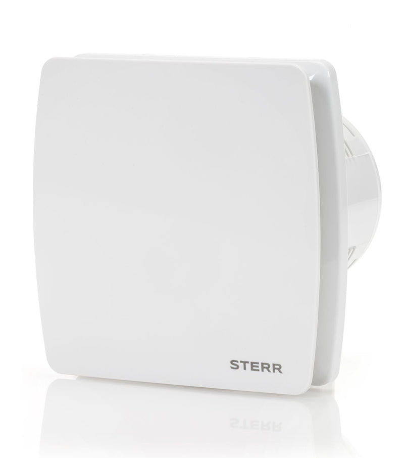 White bathroom fan 100 mm - bathroom fan with non-return flap, motion detector and timer - quiet operation - STERR - LFS100-QM