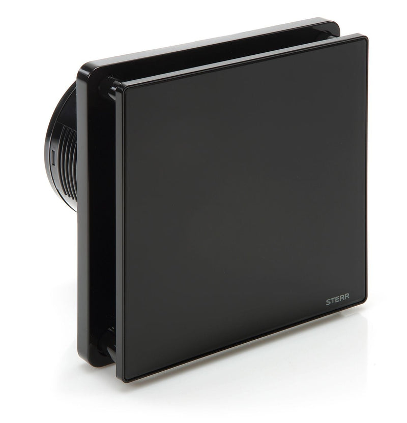Black bathroom fan 100 mm - bathroom fan with check valve, hygrostat and timer - quiet operation - BFS100H-B - STERR