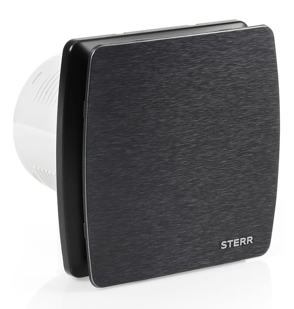Black bathroom fan 100 mm - bathroom fan with non-return flap and humidity sensor - quiet operation - LFS100-QBH - STERR