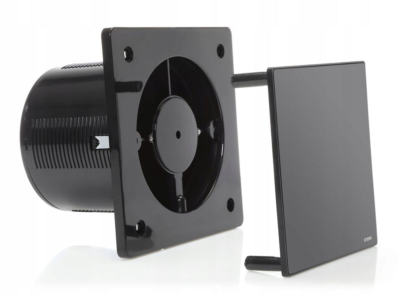 Black bathroom fan 150 mm - bathroom fan with non-return flap and humidity sensor - BFS150H-B