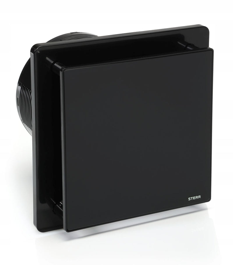 Black bathroom fan 150 mm - bathroom fan with non-return flap and humidity sensor - BFS150H-B