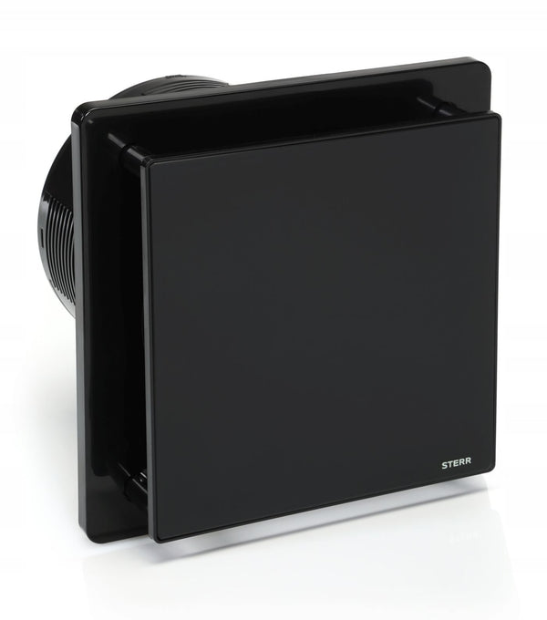 Black bathroom fan 150 mm - bathroom fan with check valve and timer - quiet operation - BFS150T-B - STERR