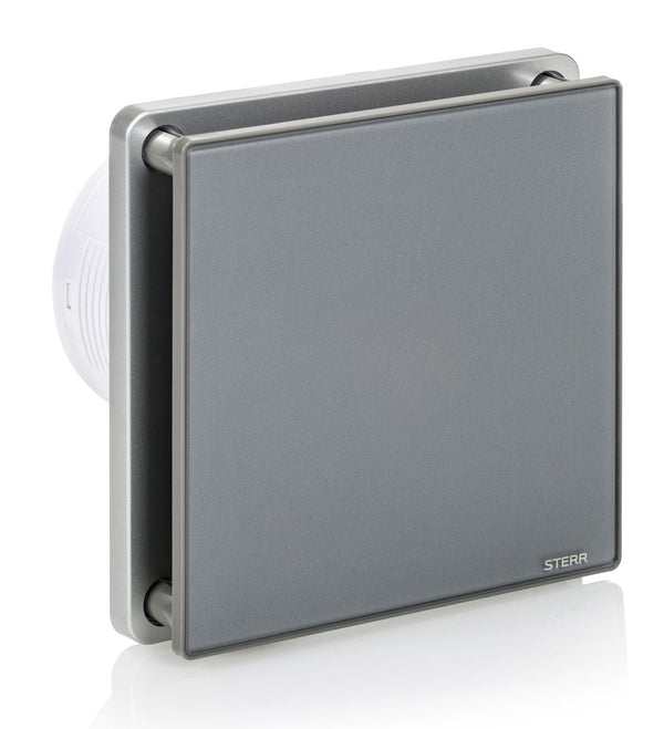 Gray bathroom fan 100 mm - bathroom fan with check valve, hygrostat and timer - quiet operation - BFS100H-G - STERR