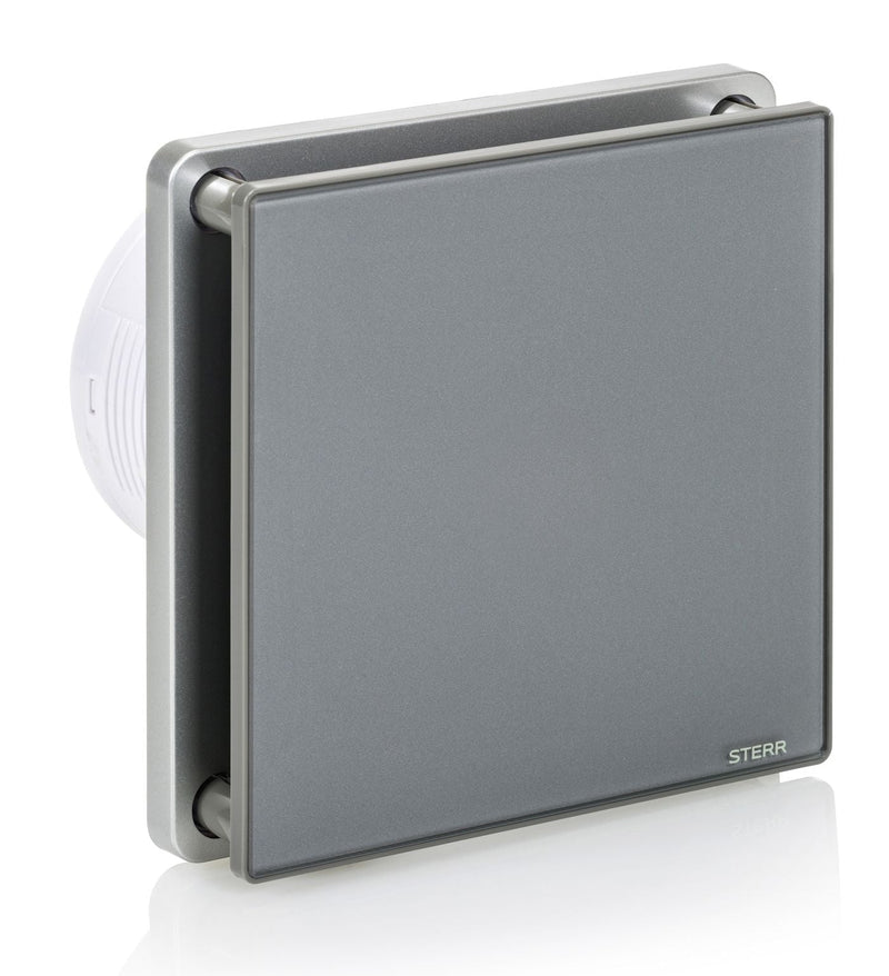 Gray bathroom fan 100 mm - bathroom fan with check valve, hygrostat and timer - quiet operation - BFS100H-G - STERR