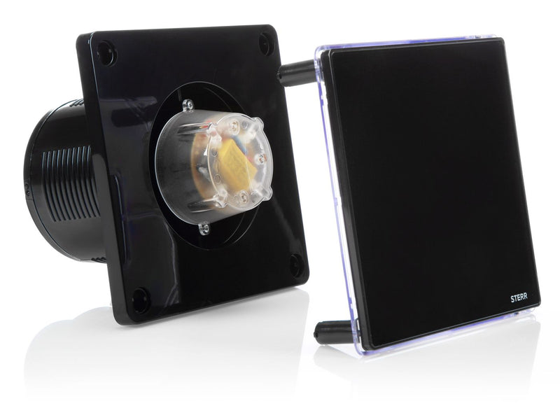 Matt black bathroom fan with LED lighting and timer BFS100LT-MB