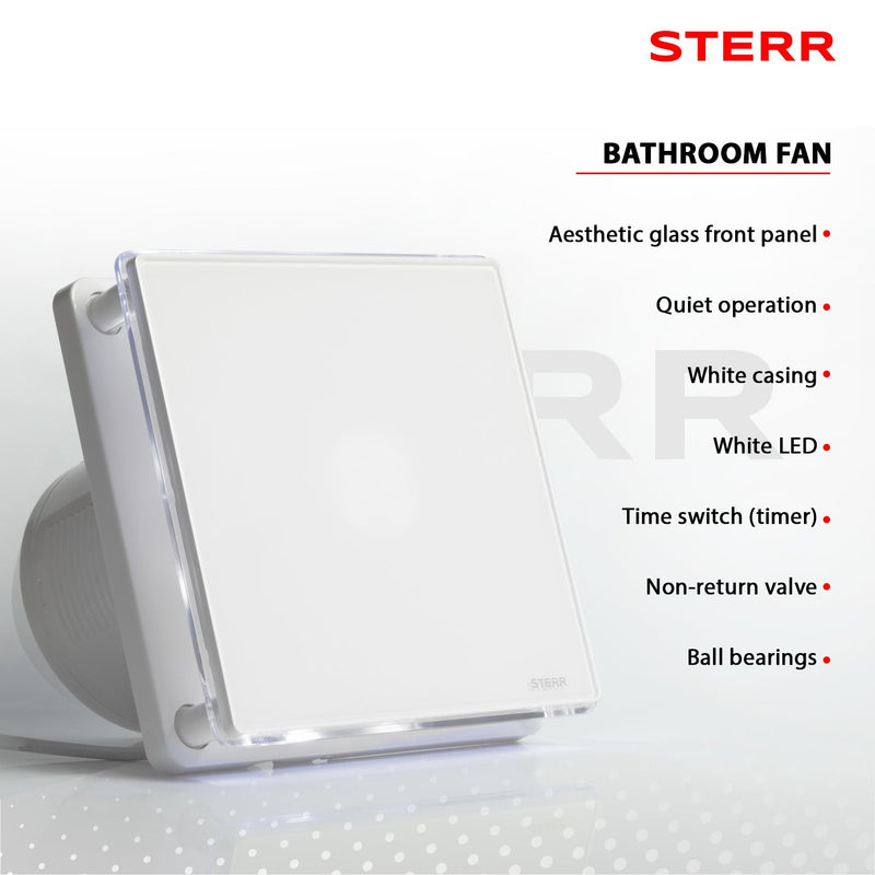 Bathroom Exhaust Fan with LED Backlight and Timer 100mm / 4" - BFS100LT