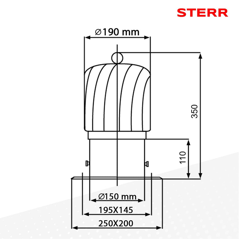 Chimney attachment extended 150 mm chimney cover, chimney attachment STERR