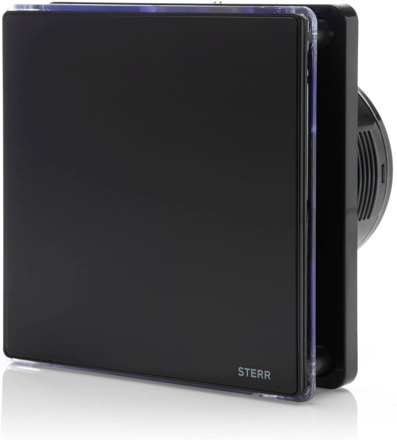Black LED Backlit Bathroom Exhaust Fan with Timer 100mm/4" - BFS100LT-B