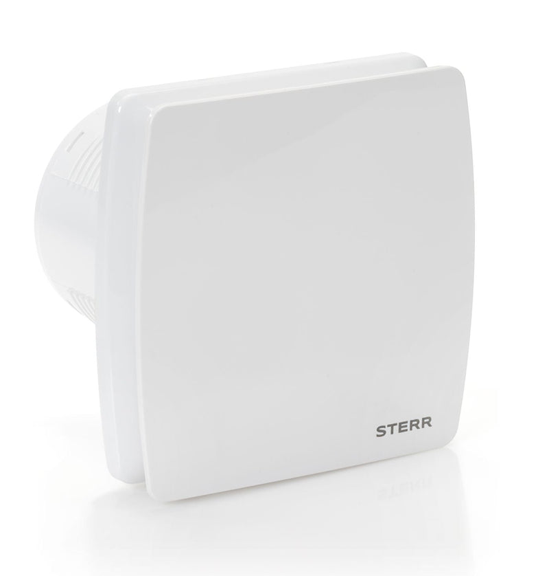White bathroom fan 100 mm - bathroom fan with non-return flap, motion detector and timer - quiet operation - STERR - LFS100-QM
