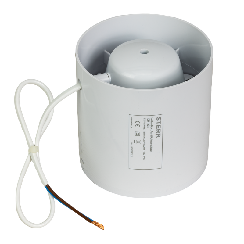Quiet duct fan inline extraction with non-return flap 100 mm / 4" - IDM100S