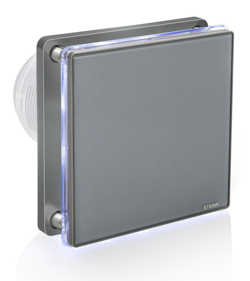 Gray LED Backlit Bathroom Exhaust Fan with Timer 100mm/4" - BFS100LT-G