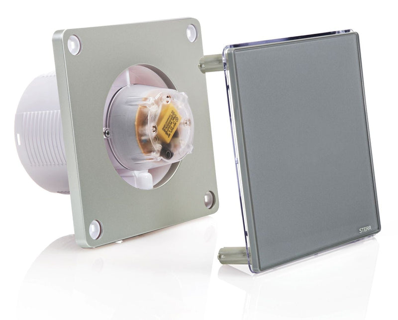 Gray LED Backlit Bathroom Exhaust Fan with Timer 100mm/4" - BFS100LT-G
