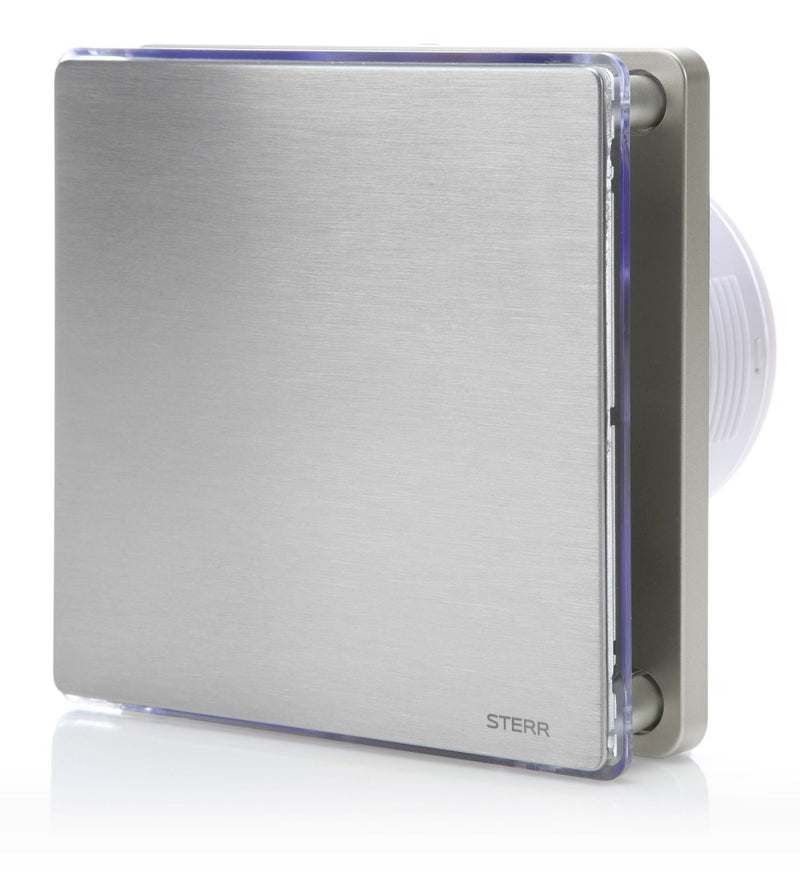 Silver Bathroom Exhaust Fan with LED Backlight 100mm/4" - BFS100L-S