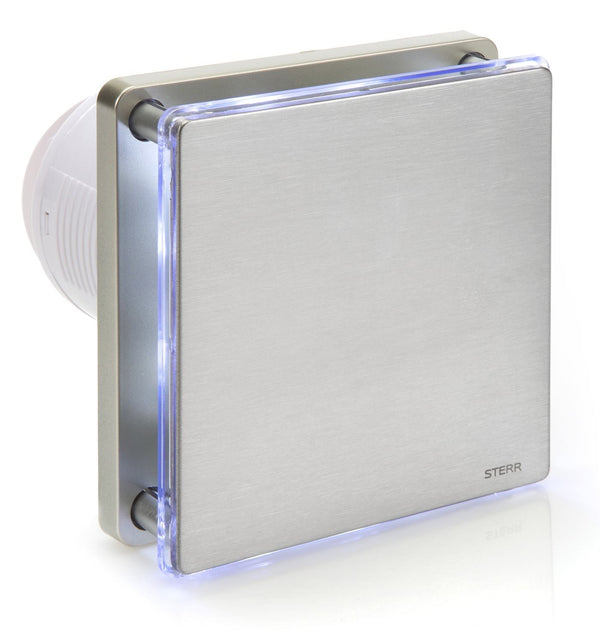 Silver Bathroom Exhaust Fan with LED Backlight and Timer 100mm/4" - BFS100LT-S