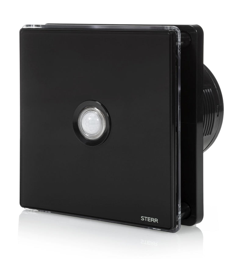 Black Bathroom Exhaust Fan with LED Backlight and PIR Sensor 100mm/4" - BFS100LP-B