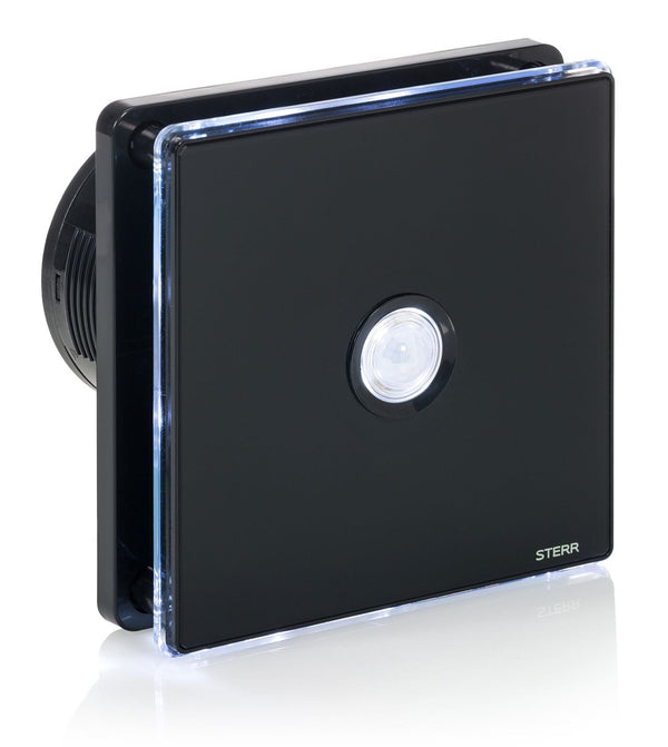 Black Bathroom Exhaust Fan with LED Backlight and PIR Sensor 100mm/4" - BFS100LP-B