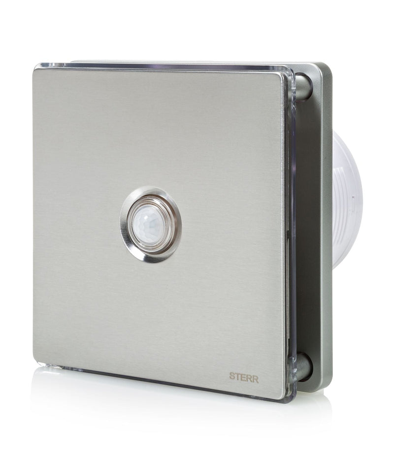 Silver Bathroom Exhaust Fan with LED Backlight and PIR Sensor 100mm/4" - BFS100LP-S