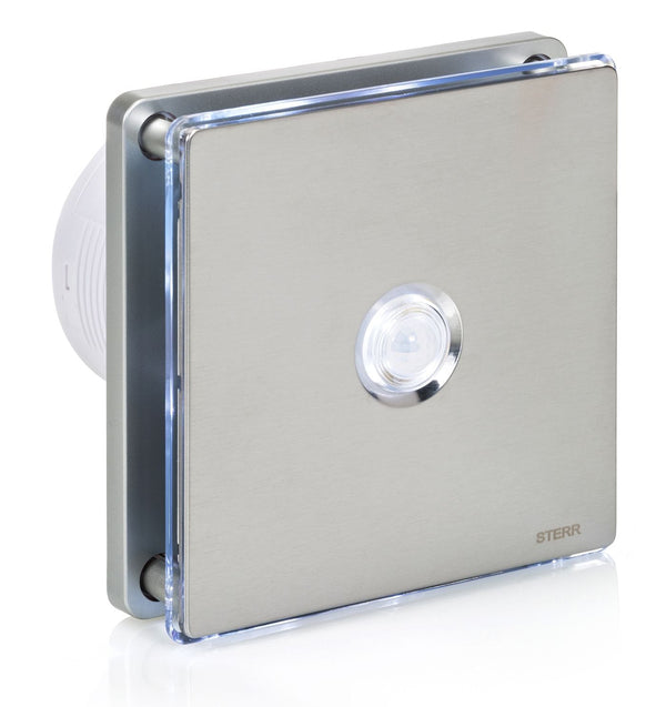 Silver Bathroom Exhaust Fan with LED Backlight and PIR Sensor 100mm/4" - BFS100LP-S