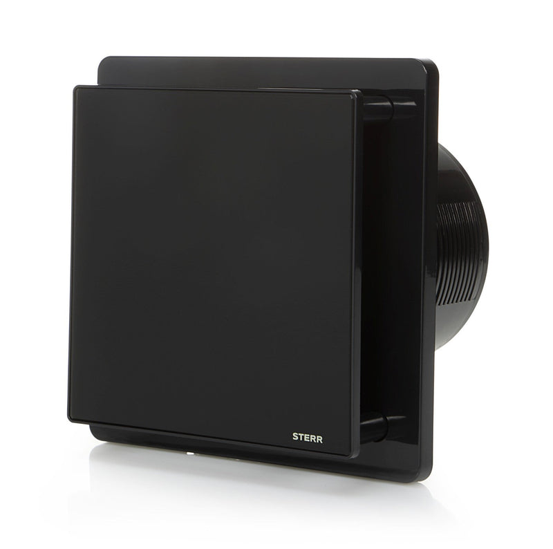 Black bathroom exhaust fan with glass front and humidity sensor 125 mm / 5" - BFS125H-B