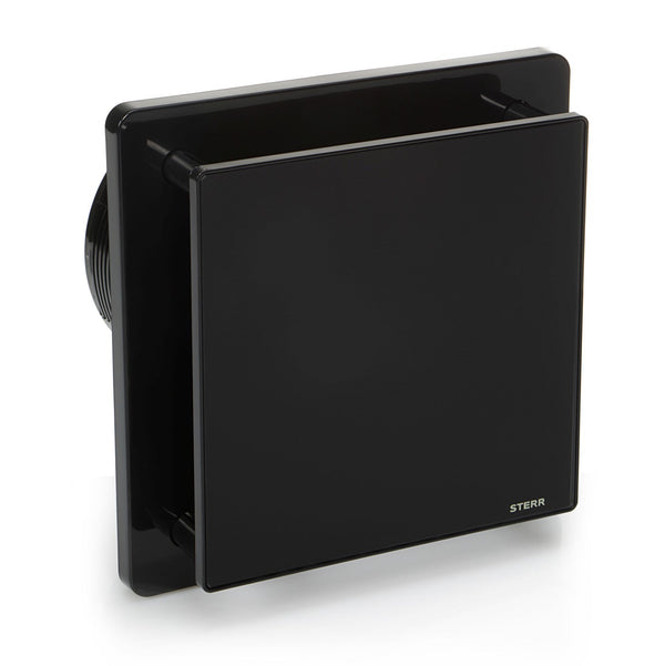 Black bathroom exhaust fan with glass front and humidity sensor 125 mm / 5" - BFS125H-B