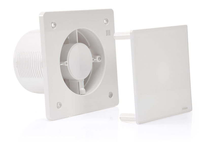 White bathroom fan 125 mm - bathroom fan with check valve, hygrostat and timer - quiet operation - BFS125H - STERR