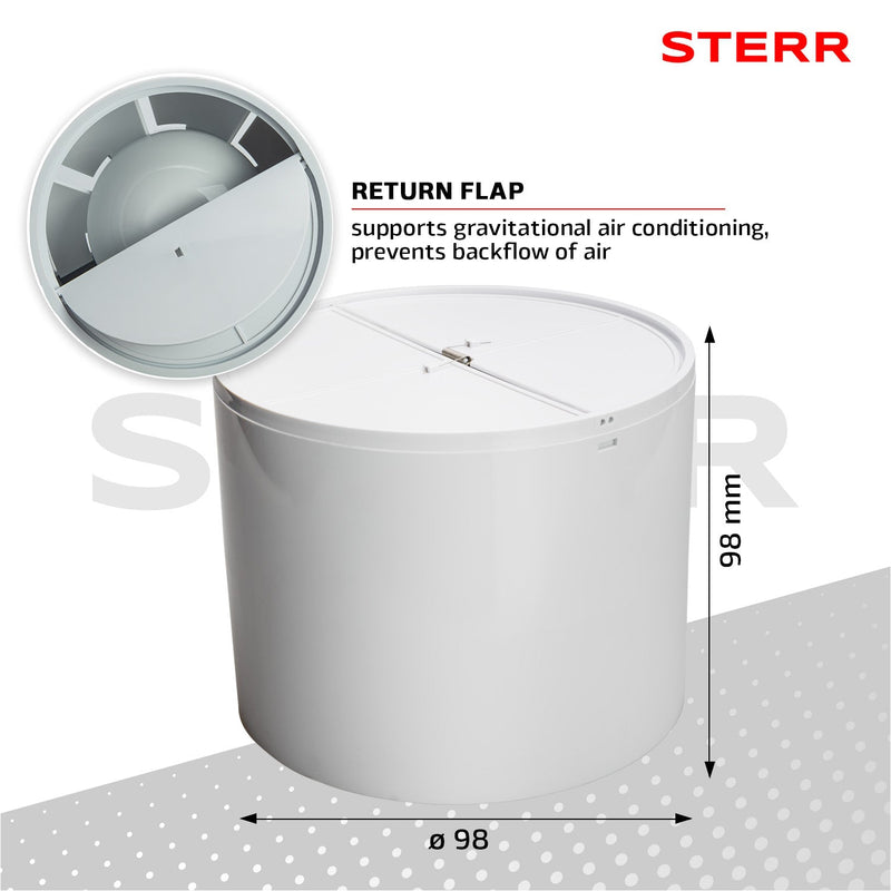 Quiet duct fan inline extraction with non-return flap 150 mm / 6" - IDM150S